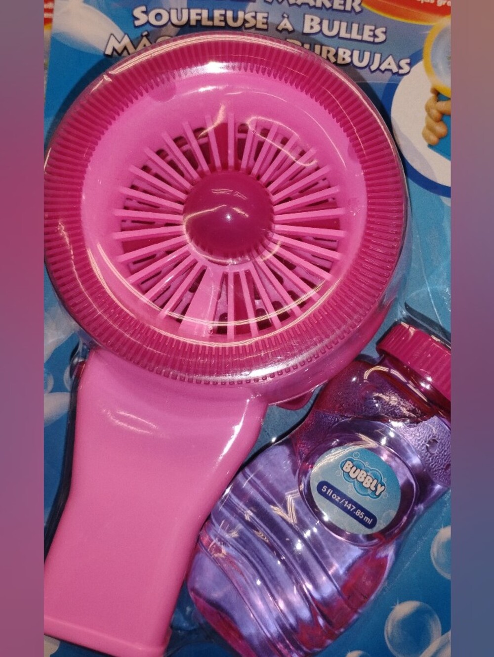 Kids Pink Bubble Blower with Bubbles